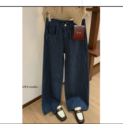 Vertical Stripe Wide-Leg Pants